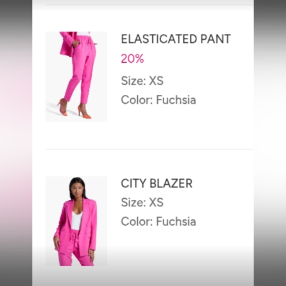 Shoe Dazzle Fuchsia City Blazer & Pant  Set (Mini-Lot) Women's Size XS